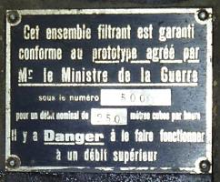 Ligne Maginot - NANCY- LAXOU - CENTRAL PROTéGé - (Central téléphonique isolé) - Plaque de conformité des filtres