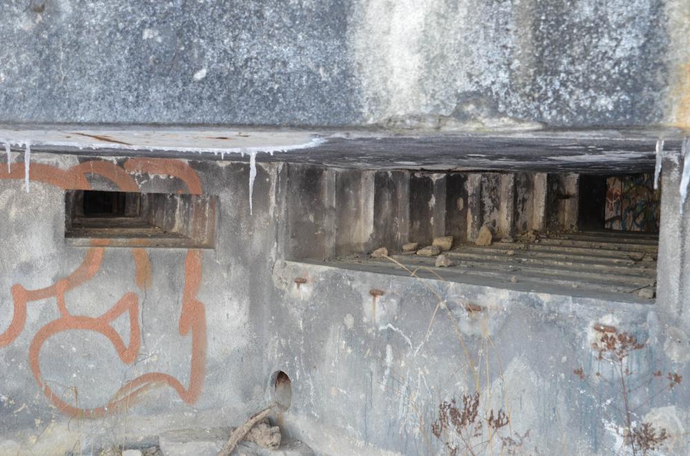 Ligne Maginot - 85 - HASELBERG - (Casemate d'infanterie - double) - Vue sur les créneaux de tir Est, pour mitrailleuse et FM