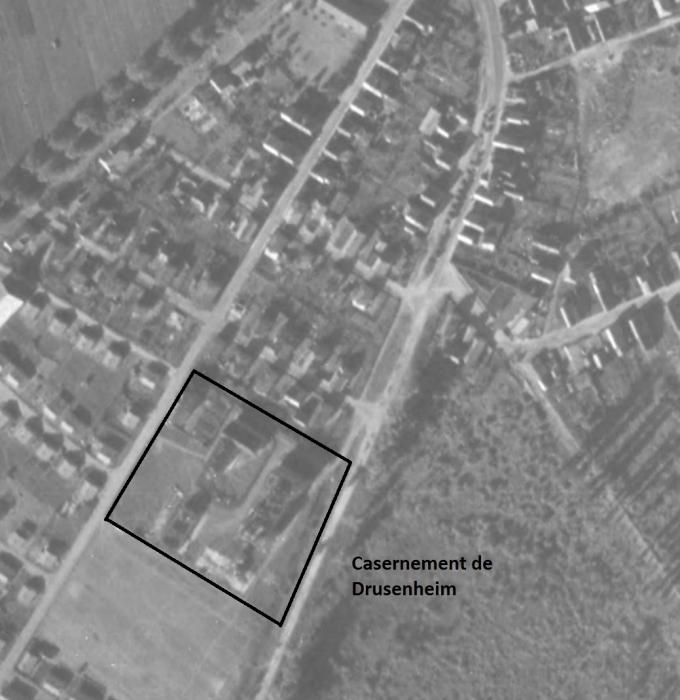 Ligne Maginot - DRUSENHEIM - (Casernement) - Photo aérienne de 1947 - IGN - Géoportail 1947