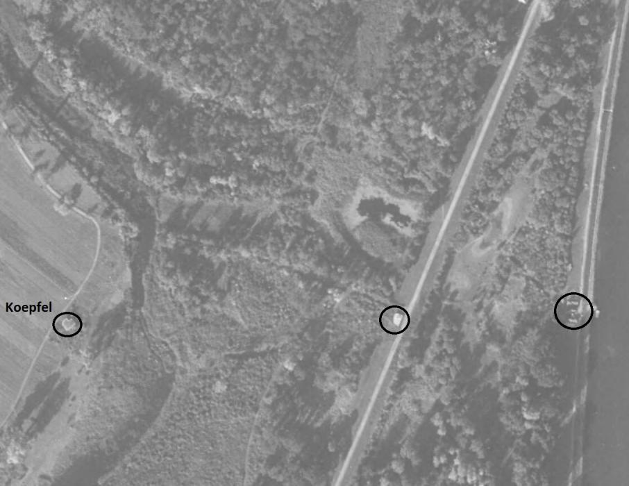 Ligne Maginot - KOEPFEL - (Blockhaus pour arme infanterie) - Photo aérienne de 1947 - IGN - Géoportail 1947