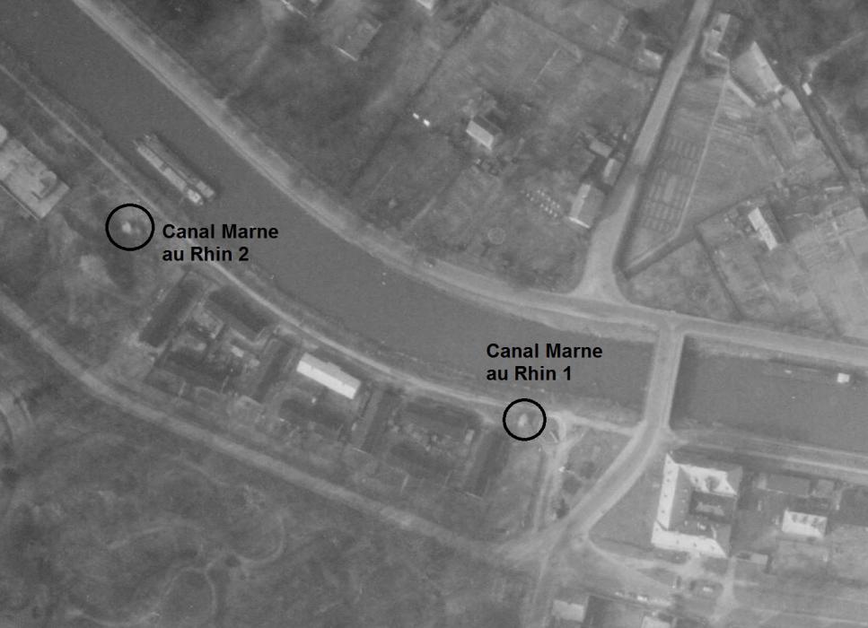 Ligne Maginot - CANAL DE LA MARNE AU RHIN 1 et 2 -  - IGN - Géoportail 1958