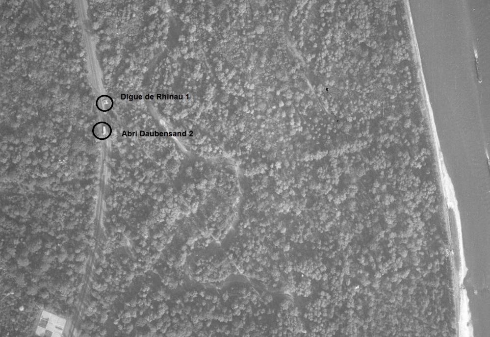 Ligne Maginot - DIGUE DE RHINAU 1 - (Blockhaus pour arme infanterie) -  - IGN - Géoportail 1947