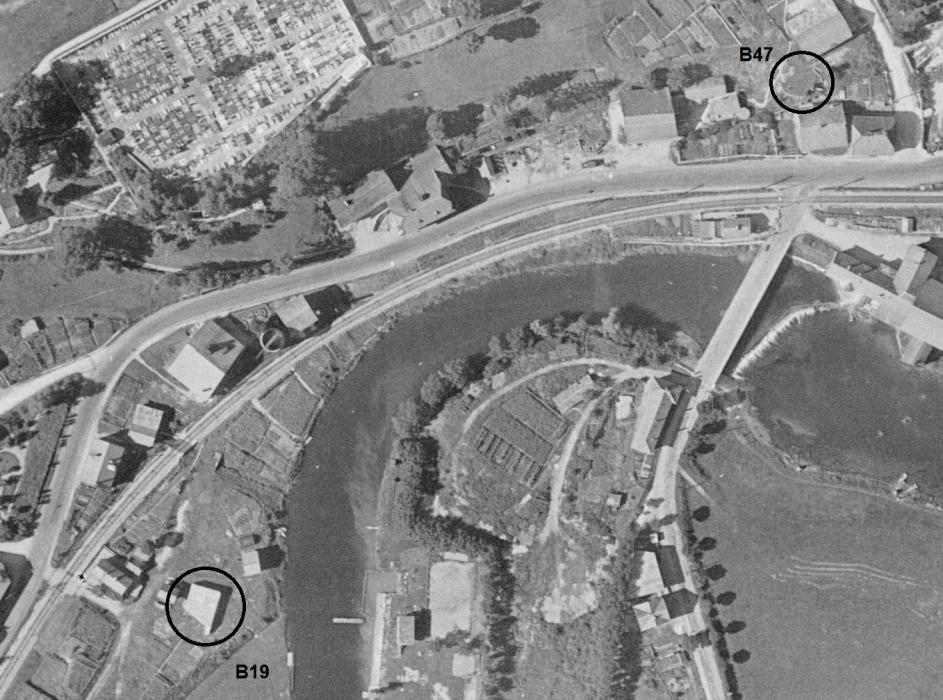 Ligne Maginot - B47 - MORTEAU PONT et B19 - MORTEAU SUD -  - IGN - Géoportail 1947