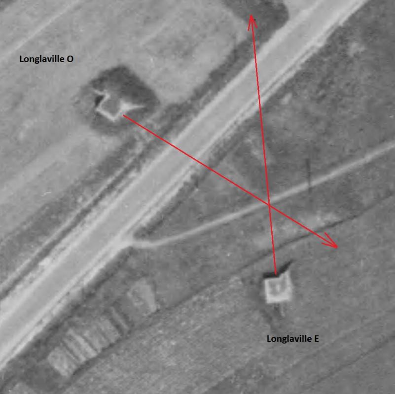 Ligne Maginot - LONGLAVILLE EST - (Blockhaus pour canon) -  - IGN - Géoportail 1950