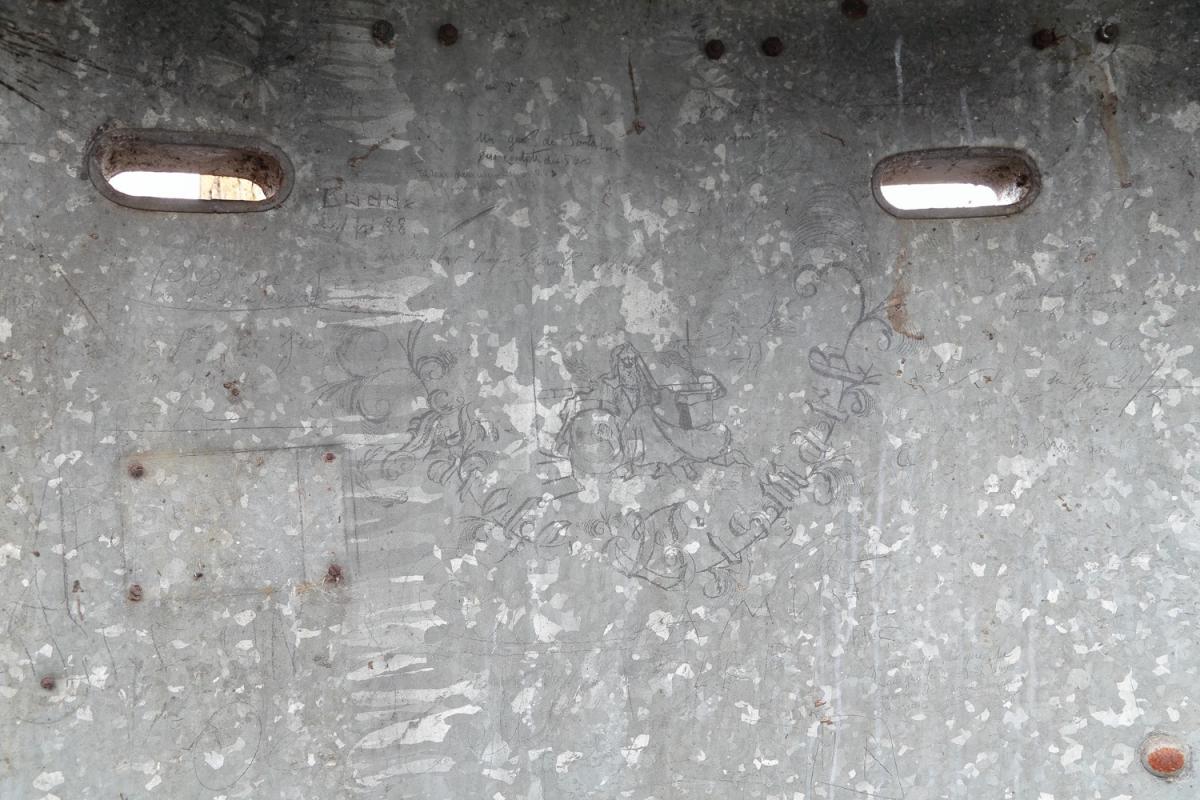 Ligne Maginot - HEITEREN (PC II/28° RIF) - (PC de Quartier) - Grafitis allemand dans une des guérite escargot