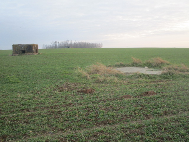 Ligne Maginot - B487 - CURGIES (PDS) - (Abri actif) - Blockhaus dans son environnement. En premier plan, le toit de l'une des deux entrées du B 487