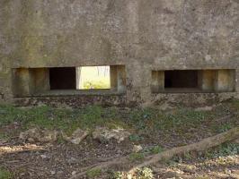 Ligne Maginot - 2B - VAUX LES MOUZON OUEST - (Blockhaus pour canon) - Face nord-ouest, les créneaux AC et Hotchkiss