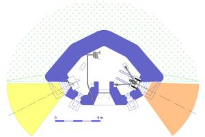 Ligne Maginot - Blockhaus 1° RM type G3 - Plan avec canon à droite
