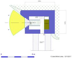 Référence du document : 63550 Ligne Maginot - Blockhaus MOM-STG Type 1 - Album n°1 - Version flanquant à gauche, avec local pour lits rabattables, et créneau de 72° (80 grades)
