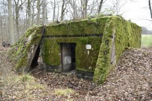 Ligne Maginot - CB228 - BOIS DE CATTENOM 01 - (Blockhaus pour canon) - Entrée du matériel et des munitions. A gauche un appendice en béton couvrant l'angle laissant un passage pour les hommes