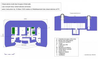 Référence du document : 68051 Ligne Maginot - Observatoire CORF type N-E - Selon Instruction du 13 Mars 1930.
Version sans PC avancé.
