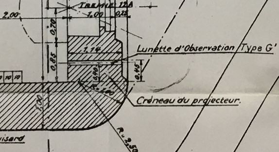 Extrait du plan-type de la Casemate à créneau décalés Mle 1936