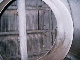 Ligne Maginot - EH Galgenberg - Aérorefroidisseur - Le ventilateur démonté, on aperçoit les tubes d'échange.