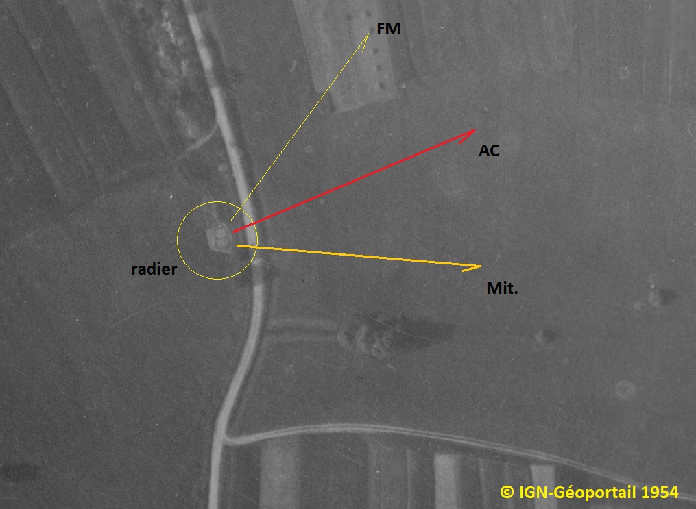 Ligne Maginot - BOEHL - (Blockhaus pour canon) - Plan de feu hypothétique déduit de celui de ROTT Centre;