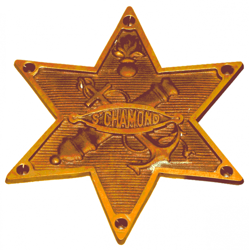 Ligne Maginot - Locotracteur Crochat - Plaque constructeur de la Société des Forges et Aciéries de la Marine et d'Homécourt à Saint Chamond