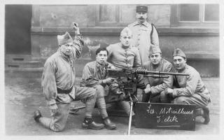 Ligne Maginot - 168° Régiment d'Infanterie de Forteresse - Les mitrailleurs d'élite
Mitrailleurs du 168° RIF avec leur mitrailleuse Hotchkiss mle 1914