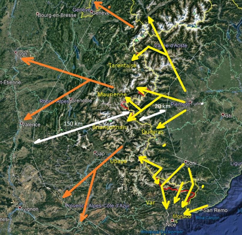 Ligne Maginot - Massif des Alpes - carte tactique -  