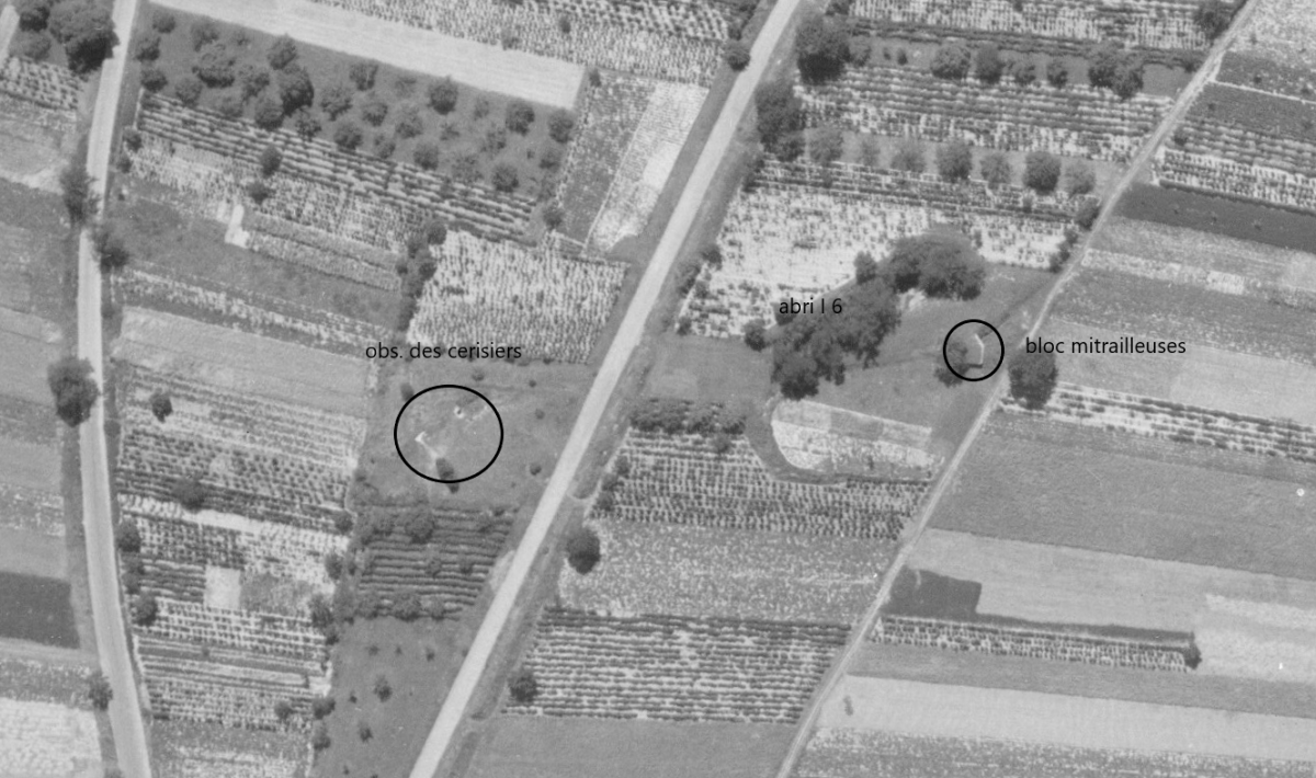 Ligne Maginot - OBSERVATOIRE EST DES CERISIERS - (Observatoire d'artillerie) -  - IGN - Géoportail 1950
