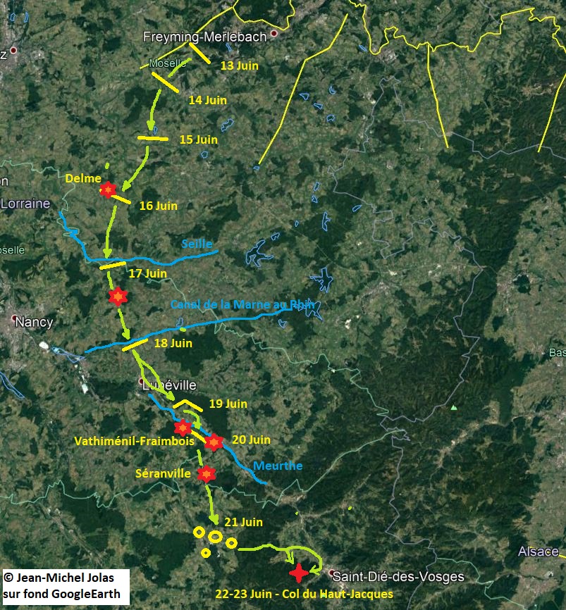 Ligne Maginot - Repli du 156° RIF - sur fond googleearth
