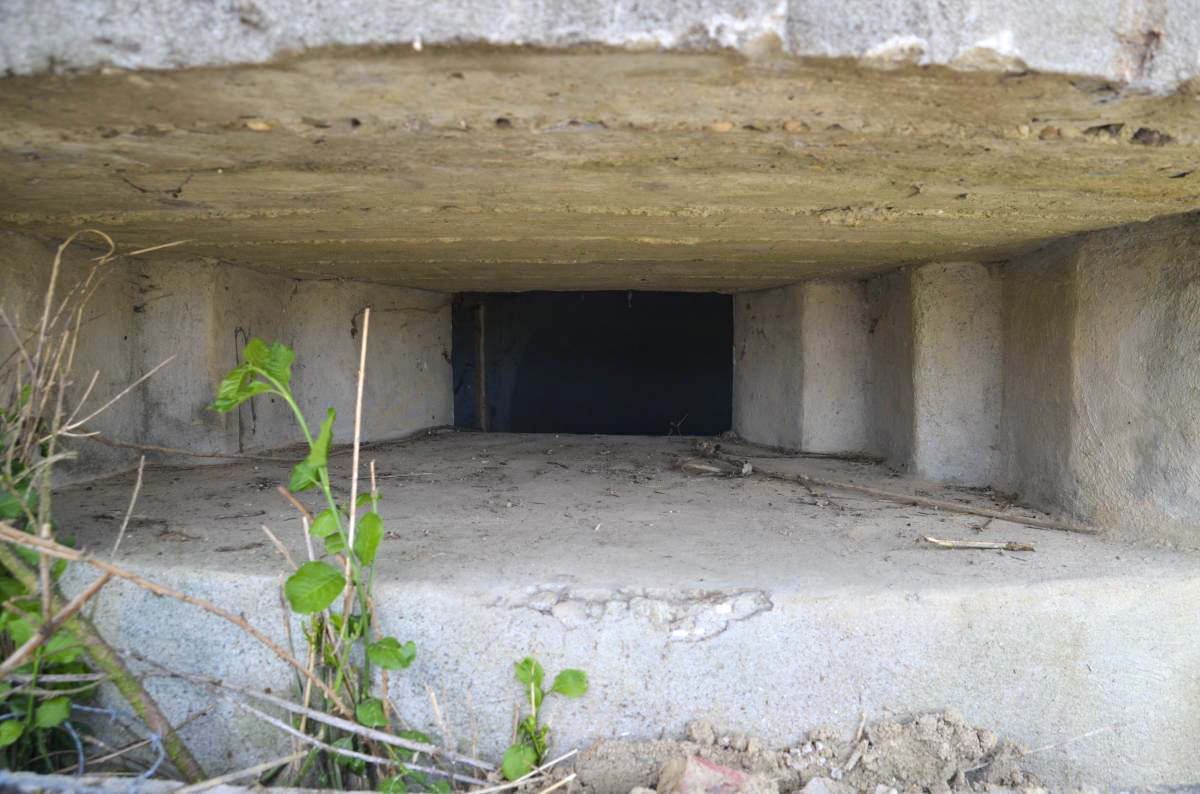 Ligne Maginot - BETTLACH NORD 2 - (Blockhaus pour canon) - Vue du créneau de tir. Attention propriété privée demander l'accord du propriétaire.