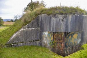 Ligne Maginot - LINSDORF OUEST - (Blockhaus pour canon) - Le camouflage sur la porte est encore bien visible.
Pour entrer dans le blockhaus, il faut descendre trois marches.
