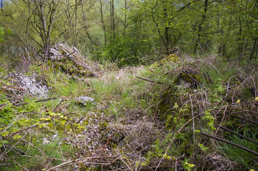Ligne Maginot - 6/1 - CHALAMPE BERGE SUD - (Casemate d'infanterie - Double) - Vue du dessus
Casemate détruite