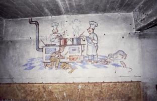 Ligne Maginot - ZIMMING CAMP - (Camp de sureté) - Peinture murale allemande (KG ?) de 1945.
Sous sol d'un bâtiment.
Etat 10/1991