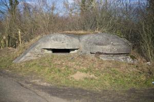 Ligne Maginot - SAINT HUBERT 2 - (Blockhaus pour arme infanterie) - Vue d'ensemble de la triple coupole 7°region .
Elle était dotée de l'insigne  du 15-2 et d'un cartouche