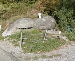 Ligne Maginot - SAINT HUBERT 2 - (Blockhaus pour arme infanterie) - On connaissait les blocs transformés discrètement en dépotoirs ou en en réceptacles à déjections diverses... mais là on est dans la connerie à l'état brut et le total manque de respect car cela est largement visible du public. Pour précision, le bloc est dans cet état depuis 2016.