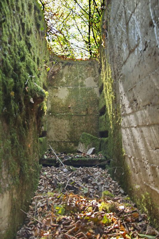 Ligne Maginot - PA KEMBS SUD 3 - (Blockhaus pour arme infanterie) - L'entrée vue de l'intérieure. Dalles préfabriqués servant à retenir la terre.