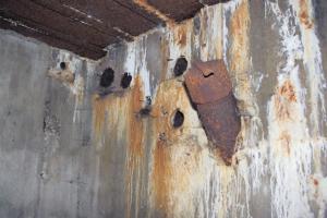 Ligne Maginot - BAUERNGRUNDWASSER - (Blockhaus pour arme infanterie) - Local attenant 
Goulotte lance grenade de défense de la façade de gorge