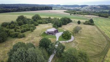 Ligne Maginot - GRAND LOT - C36 - (Casemate d'infanterie - Double) - Vue aérienne avec le fond de vallée du Weihergraben et la casemate C37 Ouest d'Escherange dans le fond