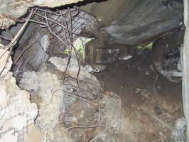Ligne Maginot - PFAFFENSCHLICK SUD - (Blockhaus pour arme infanterie) - La partie arrière détruite, comprenant l'entrée, la coupole mitrailleuse sud et les deux créneaux FM