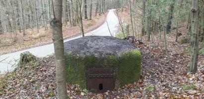 Ligne Maginot - PFAFFENSCHLICK NORD - (Blockhaus pour arme infanterie) - Le bloc, prenant en enfilade la route montant au carrefour (D 51)