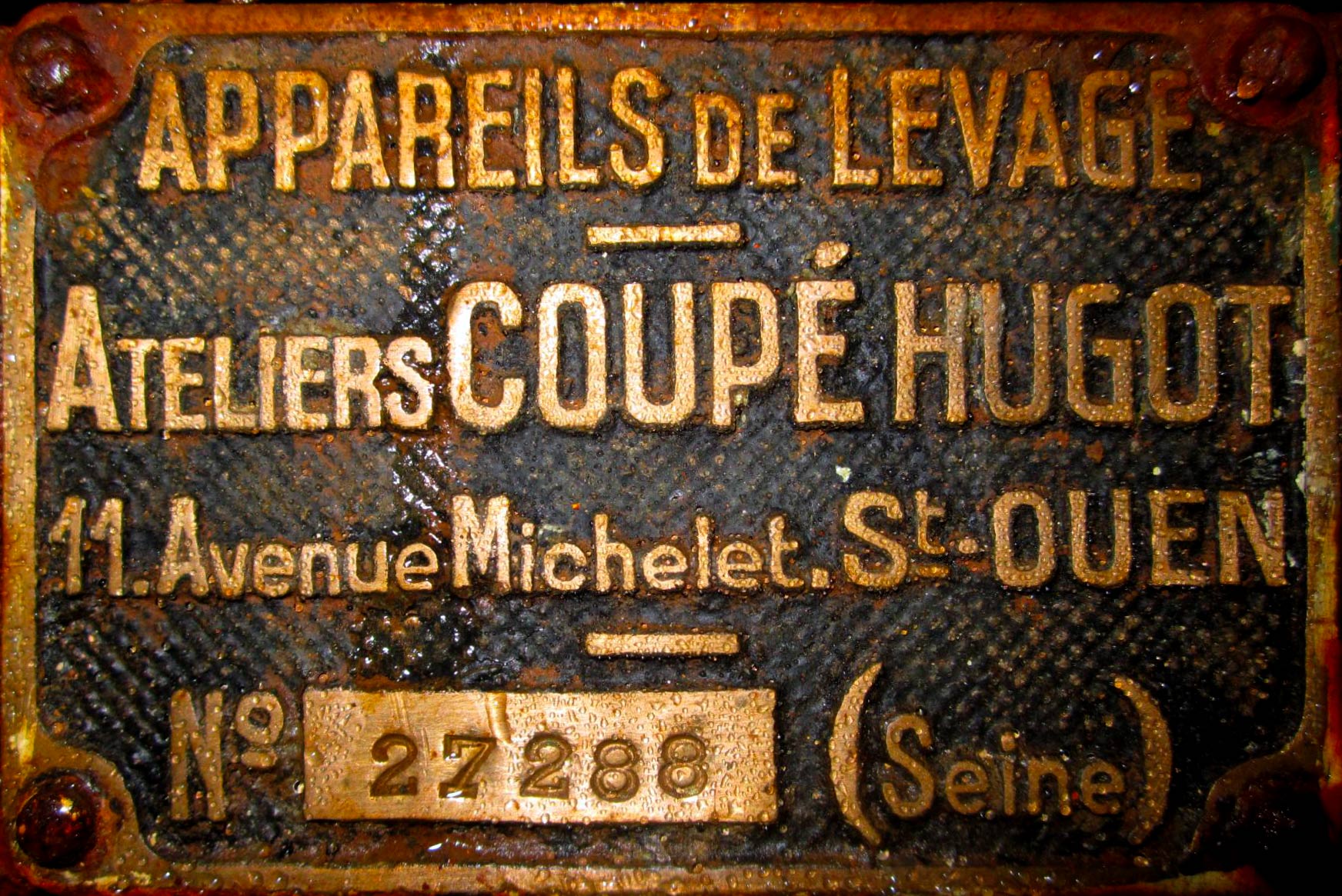 Ligne Maginot - HOCHWALD Haut Avant - Bloc 20 - O7 ( Observatoire d'artillerie ) - Plaque constructeur du treuil