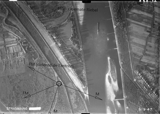 Ligne Maginot - 415 - RIEBEL - (Casemate d'infanterie) - Plan feu de la casemate Riebel