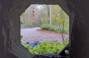 Ligne Maginot - 3 - UNTERJAEGERHOF - ROUTE DU WALDHOF - (Casemate d'infanterie - Simple) - Chambre de tir FM nord-ouest, vue depuis le créneau nord (route de la Wantzenau)