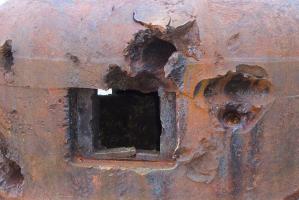 Ligne Maginot - OBERROEDERN SUD - RIEFFEL - (Casemate d'infanterie - Double) - Détail des impacts
