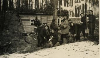 Ligne Maginot - 79° RIF - 3° CEF - Avec les lunettes la moustache, le capitaine Melottée commandant la 3° CEF