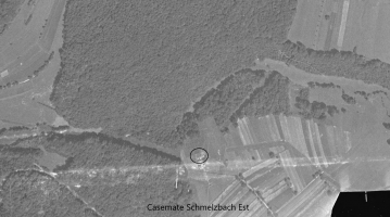Ligne Maginot - SCHMELZBACH EST - (Casemate d'infanterie - double) - La casemate Schmelzbach Est en 1938.
Les champs de tir déboisés sont nettement visible