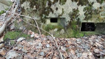 Ligne Maginot - HOCHWALD OUEST 5 - (Blockhaus pour arme infanterie) - A gauche créneau d'observation, à droite créneau de tir