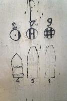 Ligne Maginot - LATIREMONT - A3 - (Ouvrage d'artillerie) - Bloc 5
Grafitti sur les types de munitions