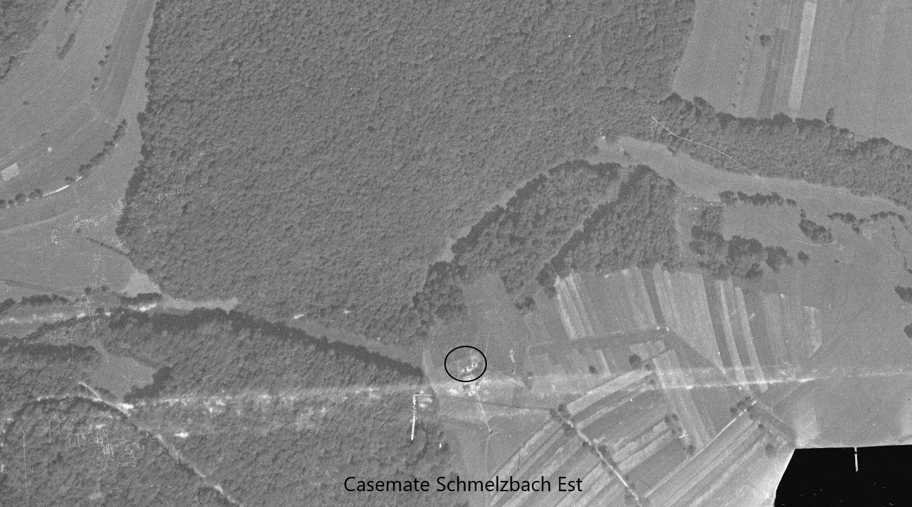 Ligne Maginot - SCHMELZBACH EST - (Casemate d'infanterie - double) - La casemate Schmelzbach Est en 1938.
Les champs de tir déboisés sont nettement visible