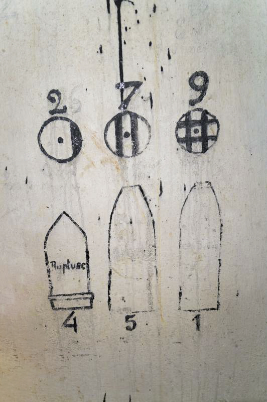 Ligne Maginot - LATIREMONT - A3 - (Ouvrage d'artillerie) - Bloc 5
Grafitti sur les types de munitions