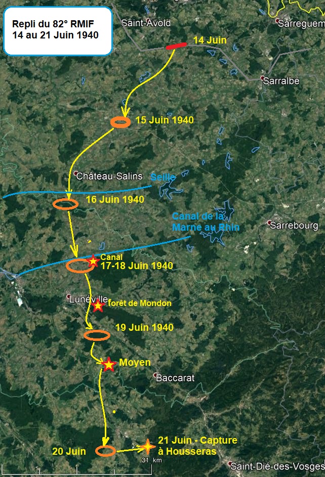 Ligne Maginot - Repli du 82° RMIF - 14-21 Juin 1940 - 