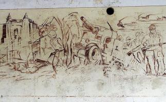 Ligne Maginot - LANGENSOULTZBACH - (Camp de sureté) - Bâtiment B
Salle 5
Peinture murale du casernement