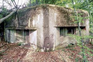 Ligne Maginot - NONNENHARDT N°3 - (Blockhaus pour arme infanterie) - A gauche la chambre de tir Ouest, à droite les créneaux FM de façade
