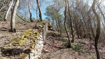 Ligne Maginot - NONNENHARDT N°1 - (Blockhaus pour arme infanterie) - Le mur de soutènement suit le dénivelé négatif de la pente