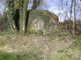 Ligne Maginot - Blockhaus Db45 - Mb3 - CHAMPS LATTES - Recouvert de lierre, entouré d'arbres, bien qu'en bordure de route l'ouvrage est difficilement visible