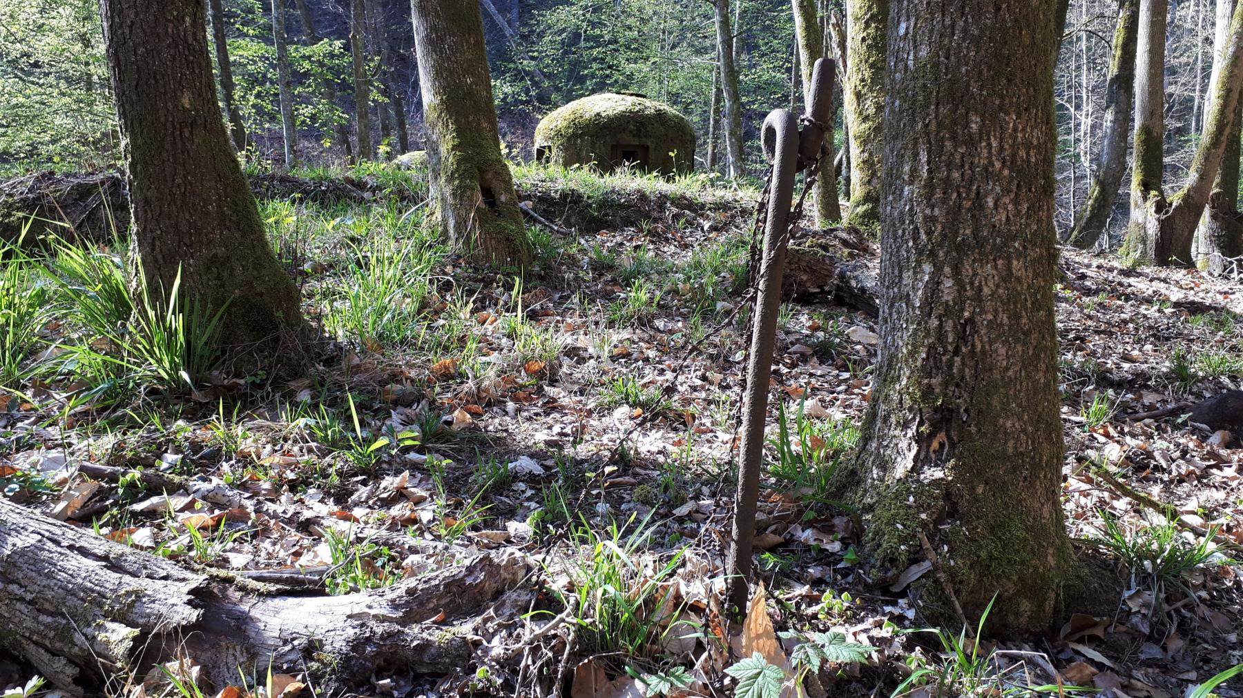 Ligne Maginot - TRAUTBACH OUEST - (Blockhaus pour arme infanterie) - Poteau à barbelés et cloche GFM